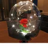 Transparent Bobo Ball LED Luminous Balloon Rose Bouquet Valentines Day Gift For Birthday Party Wedding Decor Y2010061927