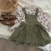 Vestidos de menina cervos jonmi 2023 outono estilo coreano bebê meninas suspensórios babados veludo crianças crianças vestido casual