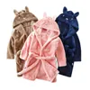 Autumn Winter Kids Hooded Bathrobe Baby Boys Girls Cartoon Rabbit Flannel Pajamas Children Soft Bath Robe Nightgown Bath Rob 231221