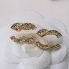 Luxury Brand Designers Double Letters C Stud Geometric Famous Women Crystal Rhinestone Pearl Earring Wedding Party Jewerlry