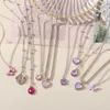 Anhänger Halsketten 5 Stück Blaue Wassertropfen Schmetterling Halskette Frauen Rosa Zirkonia Kristall Sommer Modeschmuck