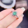 Cluster Rings Natural Real Green Emerald Ring Flower Style 4 5mm 0.5CT Gemstone 925 Sterling Silver Fine Jewelry J238177