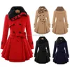 Frauen Wolle Frauen Mode Dicke Warme Woolen Mantel Windjacke Outwear Lange Hülse Knopf Verschluss Weibliche Jacke