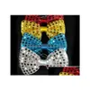 Andra evenemangsfestleveranser Fashion Design Man Woman Flashing Light Up Bow Tie Nathtie LED -lampor Sequin Glow Props Wedding Decora Dhapn