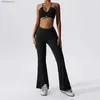 Conjuntos activos Conjunto de yoga 2 piezas Chándal para mujer Danza Ocio Sujetador y pantalones de yoga Ahueca hacia fuera Espalda sexy Conjunto deportivo Fitness Bell-bot SportswearL231221