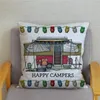 45x45см Happy Campers Car Soft Coush Print Cover Toplow Throw Case Dofa Home Decor Pillowcase 231221