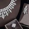 Brincos de colar Conjunto engenhoso 4pcs luxo dubai nigeria cz jóias de noiva de cristal para mulheres presente de festa de casamento