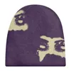 Зимняя вязаная ветрозащитная теплая шапка унисекс, крутая, с мультяшным принтом лица, мужская модная холодная шапка в стиле панк, хип-хоп, y2k, шапки 231220