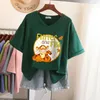 Tops ebaihui plus size t shirt 100% bomull l6xl tshirt kort ärm kvinnor topp 2022 sommar tecknad tryck v hals överdimensionerade t -skjortor