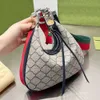 Cosmetische tassen cases cosmetisch ontwerper vrouwen bevestigen hobo onderarm tas Italië merk half maan koehide lederen crossbody lady canvas bedrukte handtas 368552