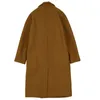 가을 겨울 남자 중간 길이 코트 두꺼운 세련된 모직 코트 한국어 느슨한 캐주얼 이중 가슴 옷 231221