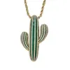 Hanger kettingen eenvoudige creatieve zirkoon ingelegde cactus ketting mannen en vrouwen interessante plantenjuwelen accessoires paar geschenken