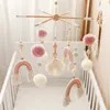 Baby Wooden Bed Bell Bracket Rainbow Pendant Hanging Rattle Toys 0-12 Months Baby Crib Mobile Holder Arm Bracket Infant Gifts 231221