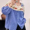 Jaquetas femininas Mulheres Casaco Mori Girl Japão Estilo Fresco Kawaii Manga Longa Lace Patchwork Jaqueta Com Capuz Polka Dot Cardigan Y2K Roupas