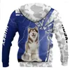 Hoodies masculinos chihuahua/husky/tzu cão/bernese mountain dog 3d impresso feminino para homem pullovers rua agasalho amor presente