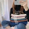 T-shirts femme qualité supérieure printemps/été à manches longues rendu tricot sans doublure couleur unie dames hauts goutte SYFST010