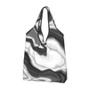 Shopping Bags Black And White Marble Reusable Grocery Tote Large Capacity Abstrack Ink Art Recycling Washable Handbag