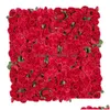 Decorative Flowers Wreaths High Quality Luxury 3D Artificial Flower Wall With Rolled Up Base Cloth Arrangement Panel For Wedding B Dhnj3