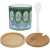 Dinnerware Sets Ceramic Seasoning Jar Condiment Storage Jars With Lids Salt Tray Container Containers Bamboo Sugar