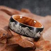 8mm Cascade Mountains Scene Ring Wooden Mens Wedding Band Black Olive Anniversary 231220