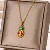 Pendant Necklaces Pretty Love Pineapple Necklace For Women Enamel Fruits Waterproof Non Fading Choker Stainless Steel Gold Plated Jewelry