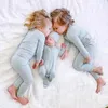 Bamboevezel Peuter Kids Pyjama Kleding Effen Hoge Elasticiteit Ademend Nachtkleding Set Voor 9M7T Jongen Meisje Loungewear 231220