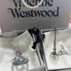 Designer Viviene Westwoods Viviennewestwood New Western Empress Dowager Orb 3d Large Glacier Blue Saturn Necklace High End Pendant Sweater Chain Chain