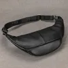 Paquetes de cintura de cuero genuino para hombres Fanny Pack Bolsa de cinturón Bolsa de teléfono Mini Pecho de viaje Hombre Crossbody Negro 231220