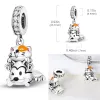 925 Sterling Silver Cute Pet Charms Beads جميل الأرجواني البومة البطريق Cat Heart Pendant Fit Pando Pando الأصلي DIY Jewelry