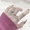 Cluster Rings Korea Minimalist White Crystal Open Ring 925 Sterling Silver Hypoallergenic Not Fading Hand Jewelry Girlfriend Birthday Gift