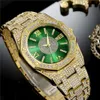 Full Diamond Water Ghost Gold voor Heren Persoonlijkheid Hiphop Vierkant Achthoekig Mode Zwart Kalender Horloge Trend