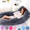 Pillow Soft Fleece Pregnant Pillow Gravida U Type Lumbar Pillow Multi Function Side Protect Cushion for Pregnancy Women Drop 220309