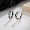 Boucles d'oreilles Vintage thaïlandaises en or blanc 14K, Clip d'oreille, Niche, tendance, vert froid, Zirconium, mignonnes pour femmes