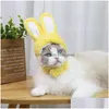 Costumes de chat Costumes de chat drôle de Pâques mignon costume de peluche casquette chapeau de coiffure avec oreilles pour chats petits chiens accessoires pour animaux de compagnie drop livrer Dhvkm