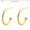 Hoop Earrings Gold Plated Geometric Korean Style Exquisite 925 Silver Needle Stud For Women Stylish Simple Ear Accessories