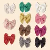 Hårtillbehör 1pc 4inch Fable Bow Baby Clips Girls Cotton Plaid Bowknot Hairpins Bows Kids Barrettes Headwear Wholesale