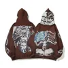 Men's Hoodies Sweatshirts HIp Hop Cactus Jack Fragment Skull Print Zipper Hood 220823