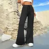 سروال نسائي douhoow النساء النحيف لرفع عالي الخصر مسدود الصلبة الصلبة نحيفة دون قيعان سراويل bootcut