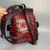 Backpack Authentic Exotic Crocodile Belly Skin Hand Painted Male Colorful Genuine Alligator Leather Men Large Travel Bag Pack