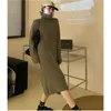 Women's Sweaters Autumn And Winter Long Over-the-knee Knitting Sweater Dress Children Internal Temperament Show Thin Coat