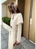 Su Li Store Suit Women's 2023 Autumn French Style Sticked tröja Jacka Casual High Maisted Leggings Två stycken Set 231221