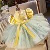 Dziewczyna sukienki Europejski Ameryki Retro Court Dziecięce Uwaga Baby Velvet Wedding Sukienka Princess Party Tutu for Girl