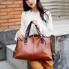 Evening Bags Fashion High Quality Oil Wax Leather Tote Bag For Women Solid Color Simple Daily Handbag Sac A Main Femme Shopping Shoulder