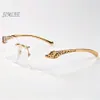 2018 lunettes de soleil design vintage pour hommes femmes lunettes de corne de buffle sans monture montures léopard doré lunettes de soleil pas cher femmes eyeglasses252s
