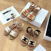 Top quality Lympia slides Raffia sandals flat Triomphe embellished Ankle strap open toes luxury designer sandal for women holiday flats gladiator shoe factory box