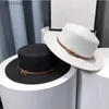 Wide Brim Hats Bucket Hats New Flat Top Straw Hat Belt Accessories Leisure Summer Sunscreen Hat Women's Fashionable Beach Boater Hat Gifts 2023L231221