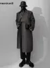 Mauroicardi automne hiver long Trench-coat de laine gris doux mouleux Men de luxe Mélange de laine de luxe Vêtements de créateurs de luxe 231221