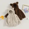 Bonito orelhas de pelúcia jaqueta do bebê criança meninos meninas casaco outono inverno quente com capuz crianças outerwear roupas da menina da criança 231220