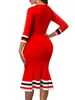 Party Kleider 2023 Sommer Für Frauen Streifen Gedruckt Rundhals Rüschen Bodycon Arbeit Kleid Vestidos De Mujer Elegante Midi Robe weibliche