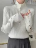 Camisolas femininas Casual High Neck Button Sweater Pullover 2023 Autumn Korean Fashion Clothing